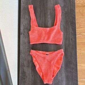 Hunza G Xandra Bikini Top & Bottoms Set Bright Orange O/S